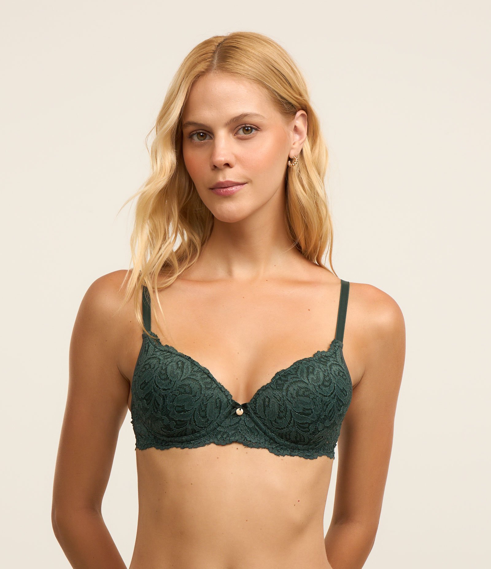 Sutiã Base em Renda Rústica com Bojo Oco 1