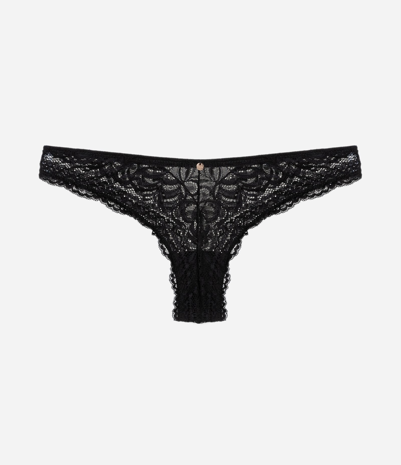 Calcinha Biquíni Fio em Renda Floral Preto 4