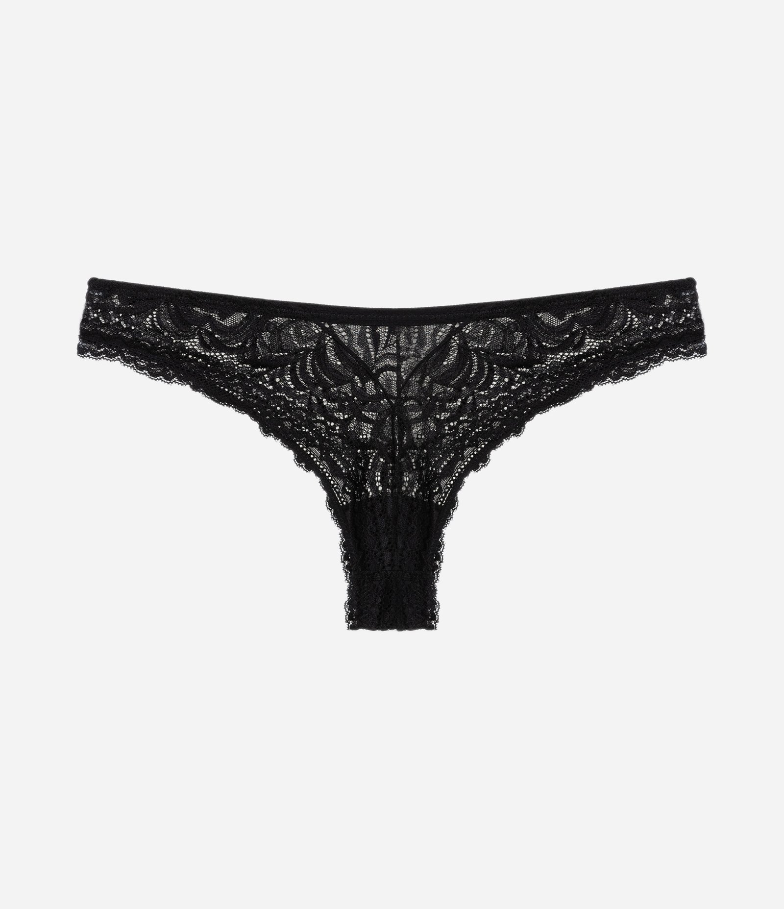 Calcinha Biquíni Fio em Renda Floral Preto 5
