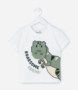 Camiseta Infantil com Estampa Interativa de Dino - Tam 1 a 6 Anos