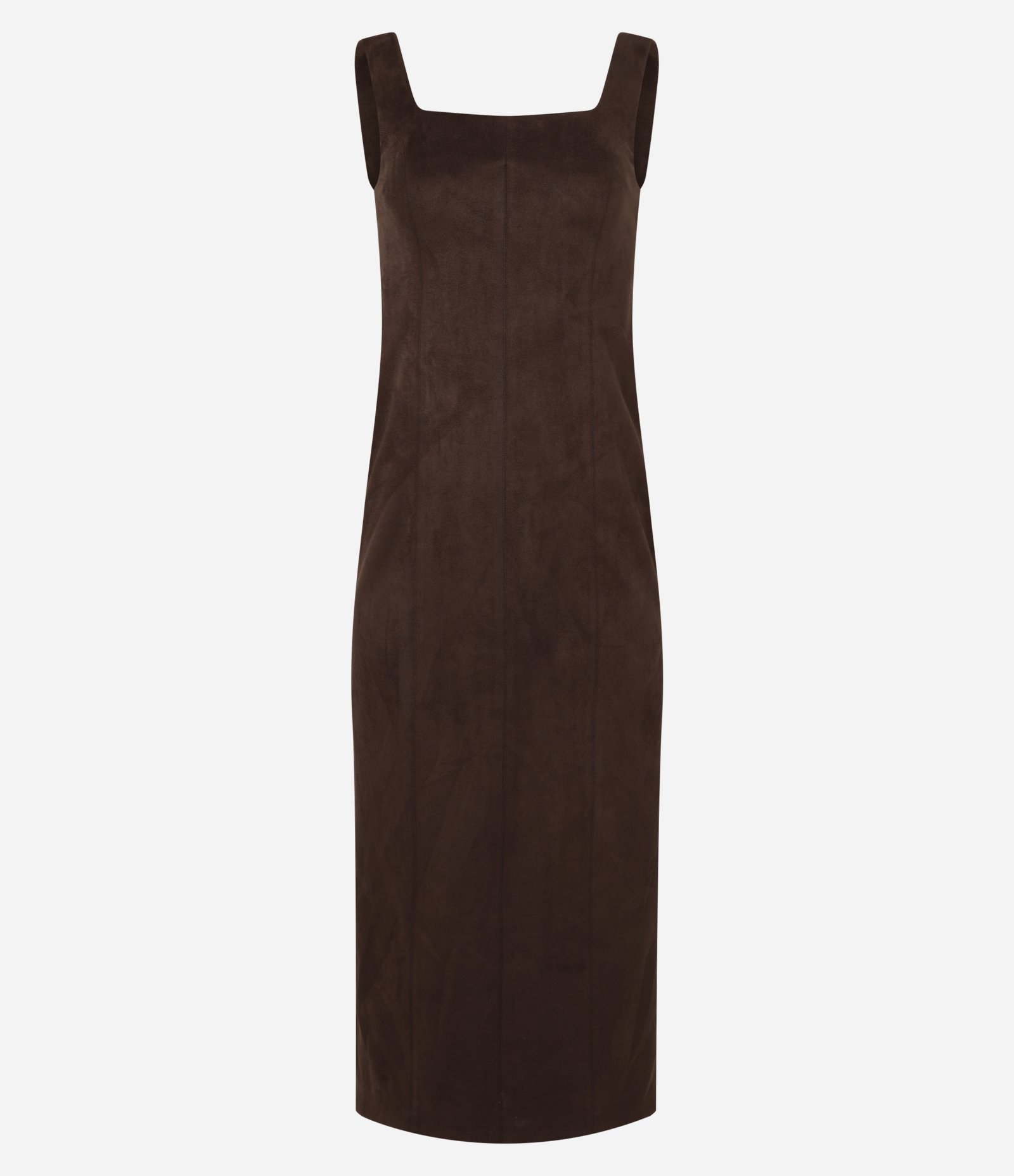 Vestido New Midi em Suede com Recortes Marrom 7