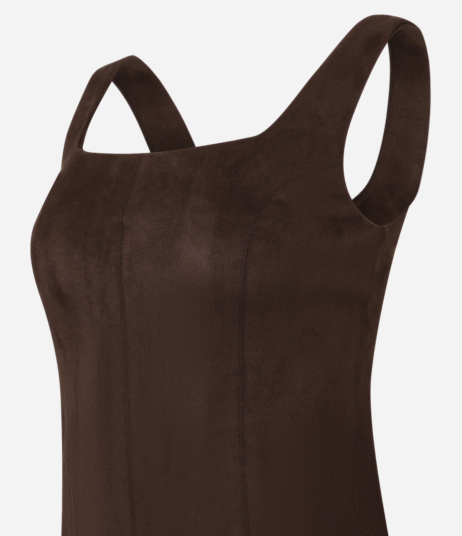 Vestido New Midi em Suede com Recortes Marrom 8