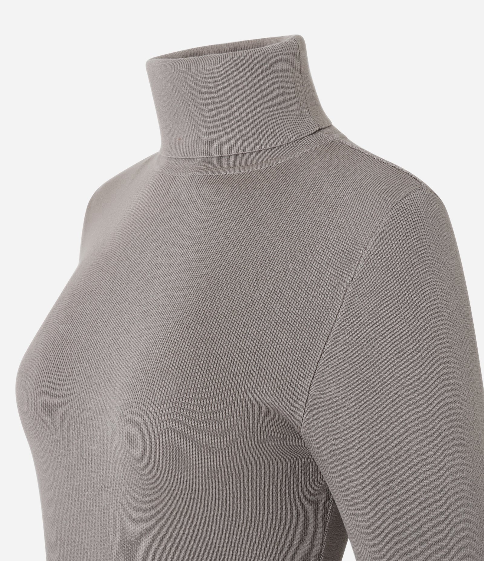 Suéter em Tricô com Gola Alta Estruturada Cimento 6