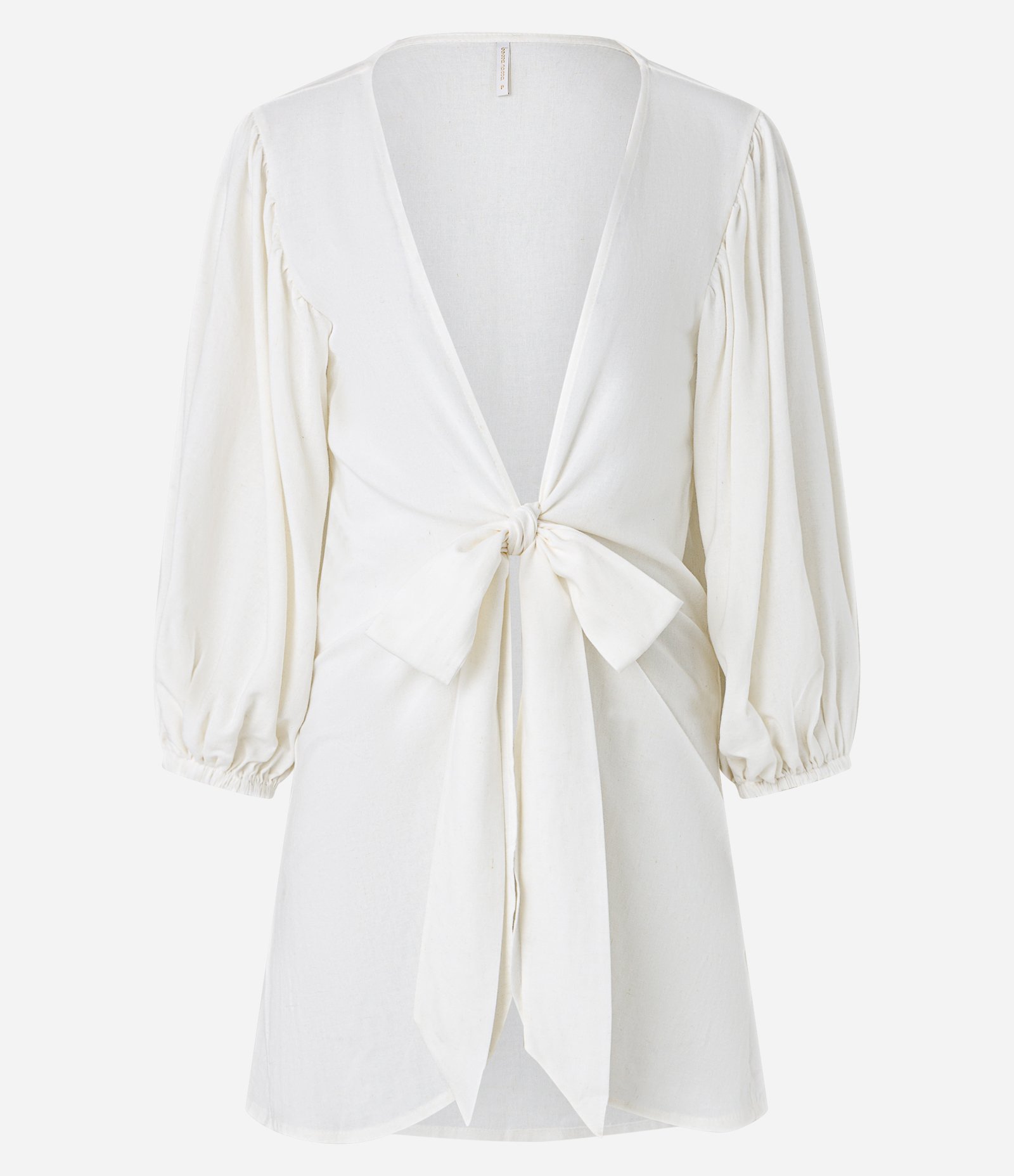 Saída de Praia Bata em Viscose e Linho com Amarração Branco 5