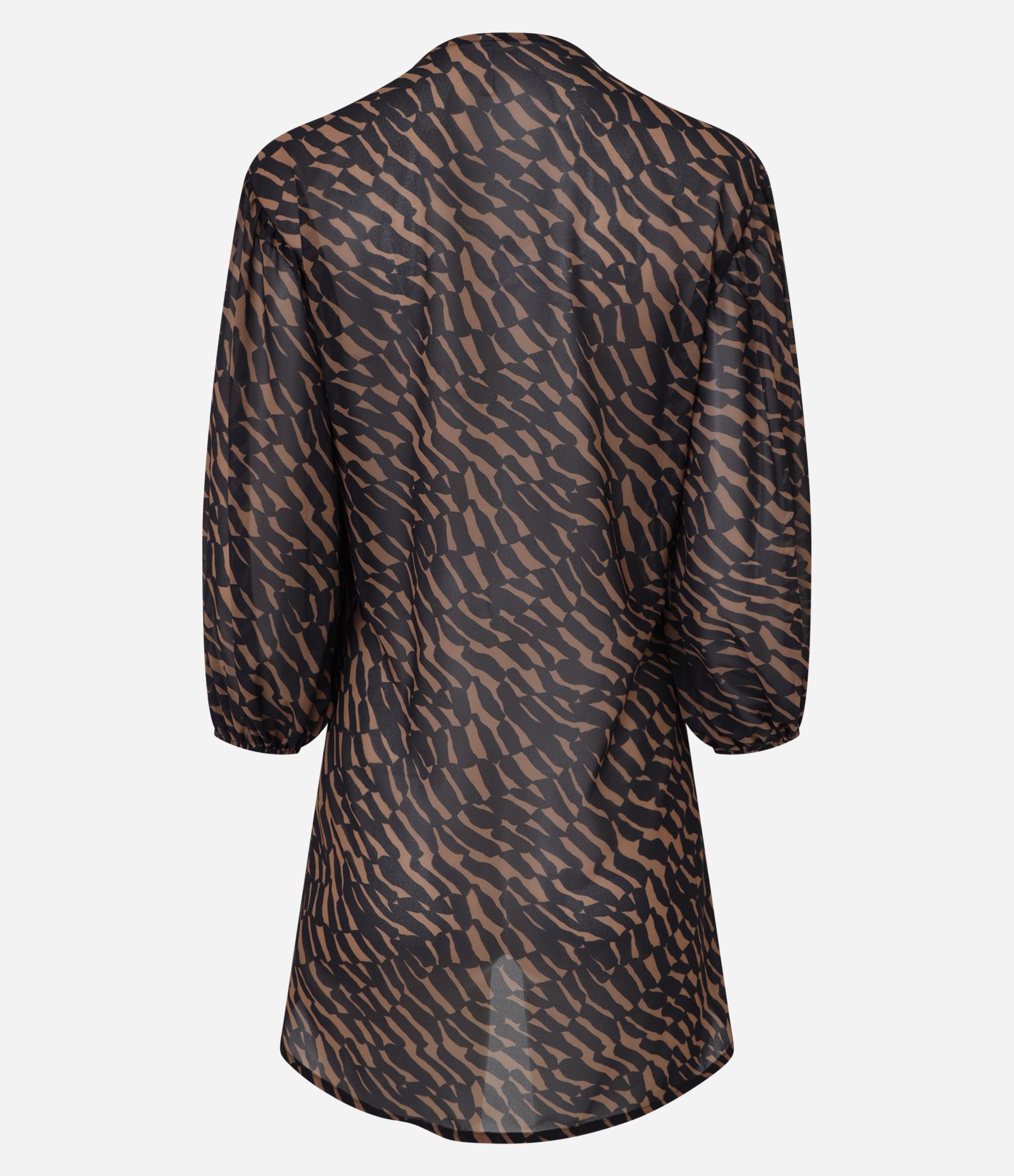 Saída de Praia Bata em Chiffon com Amarração Marrom/Preto 6