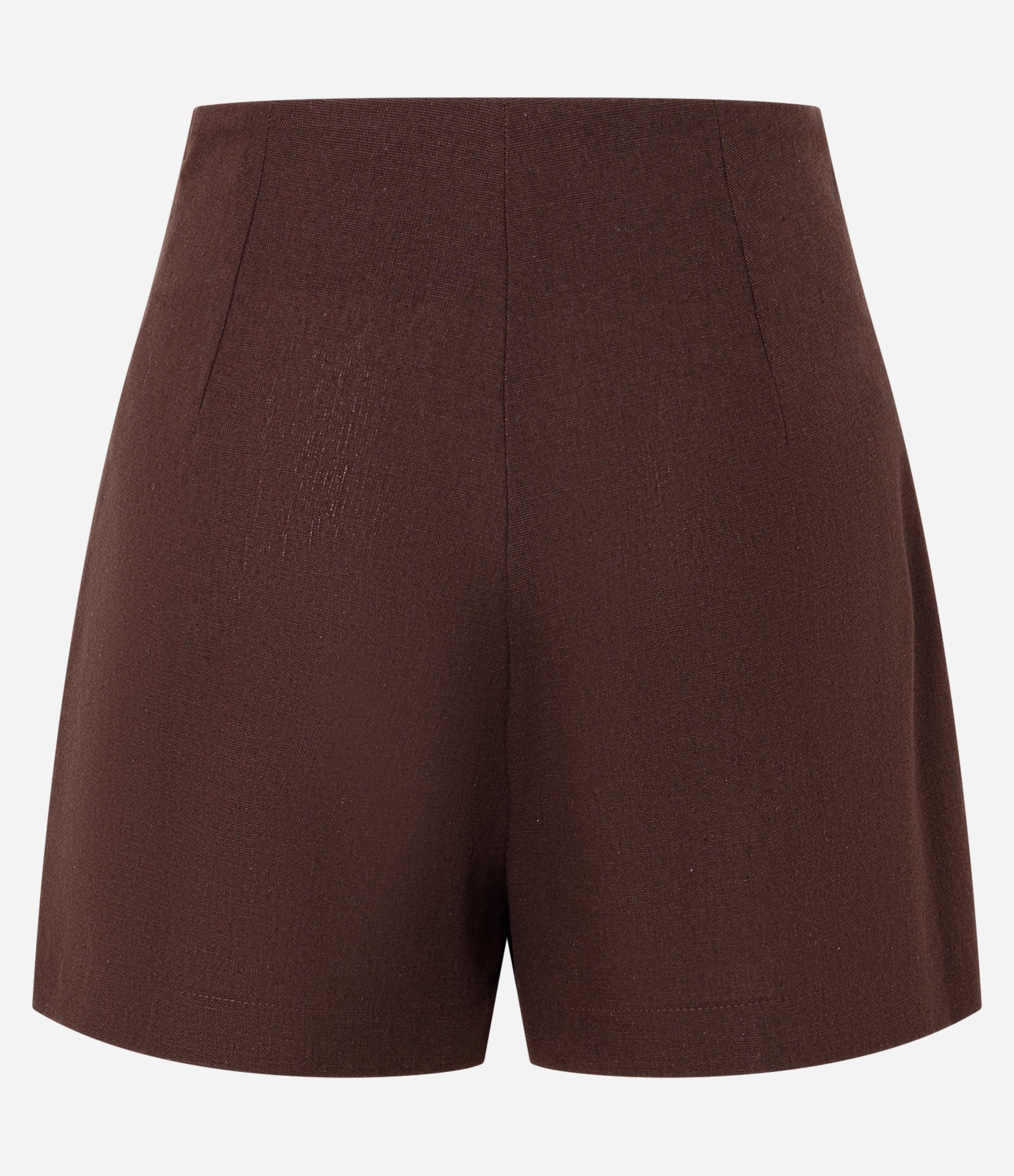Short Saia em Tricoline com Pregas Marrom 6