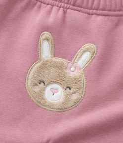 Conjunto Infantil em Fleece com Bordado Coelhinha - Tam 0 a 18 meses