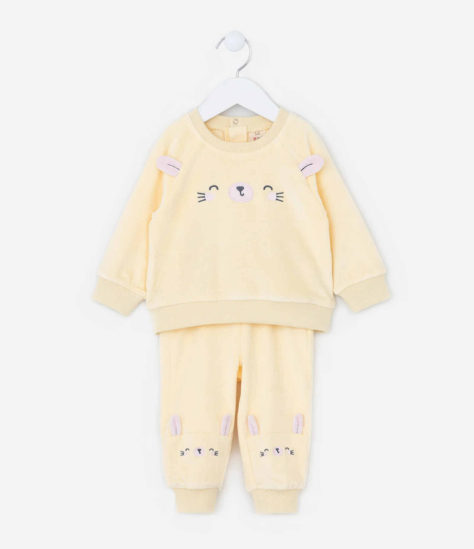 Conjunto Infantil Plush com Bordado de Bichinho - Tam RN A 18 Meses Amarelo 2