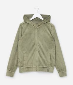 Jaqueta Infantil em Plush com Capuz e Bolso - Tam 5 a 14 anos