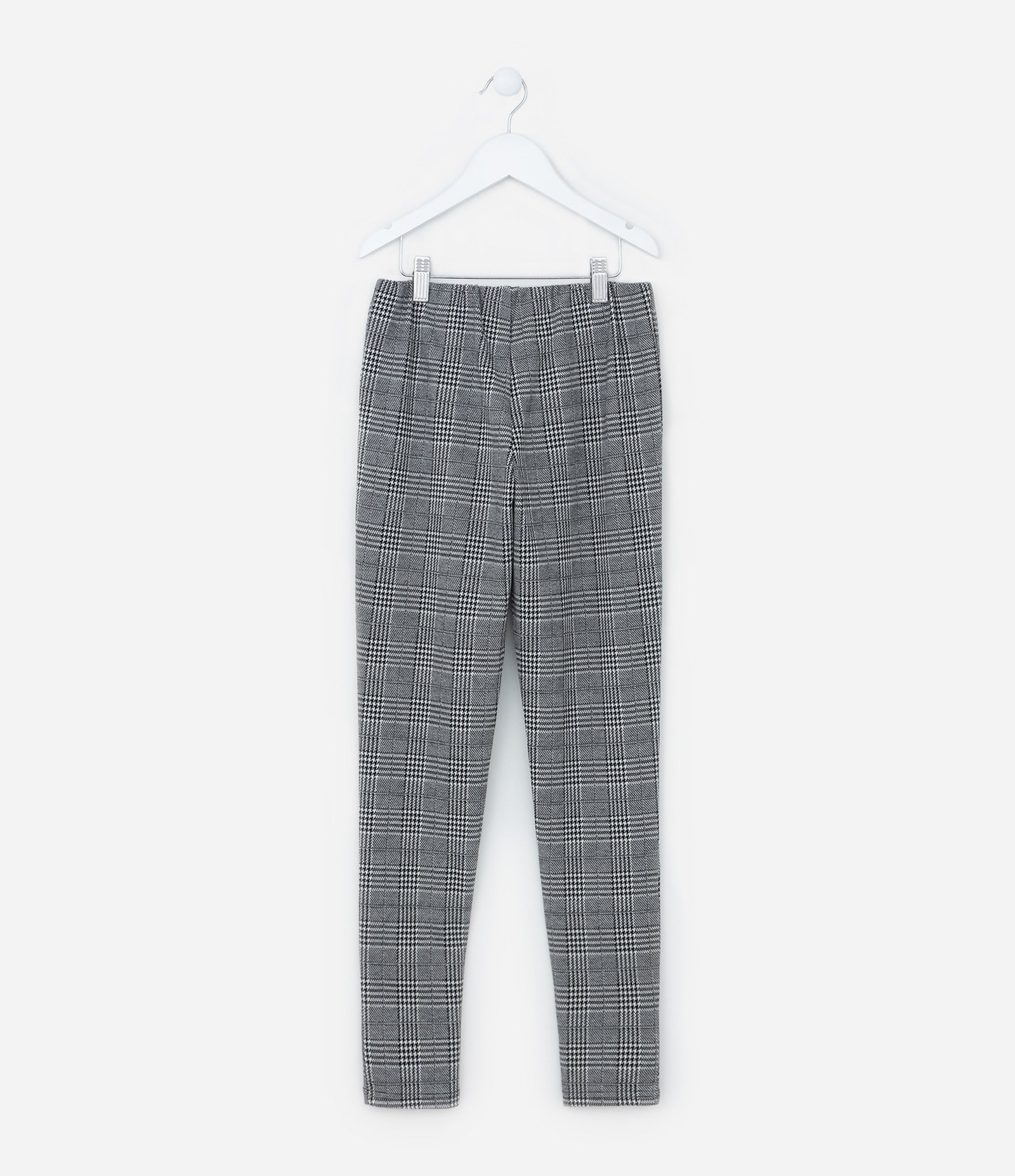 Calça Legging Infantil com Estampa Xadrez - Tam 5 a 14 Anos Cinza 2
