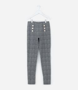 Calça Legging Infantil com Estampa Xadrez - Tam 5 a 14 Anos
