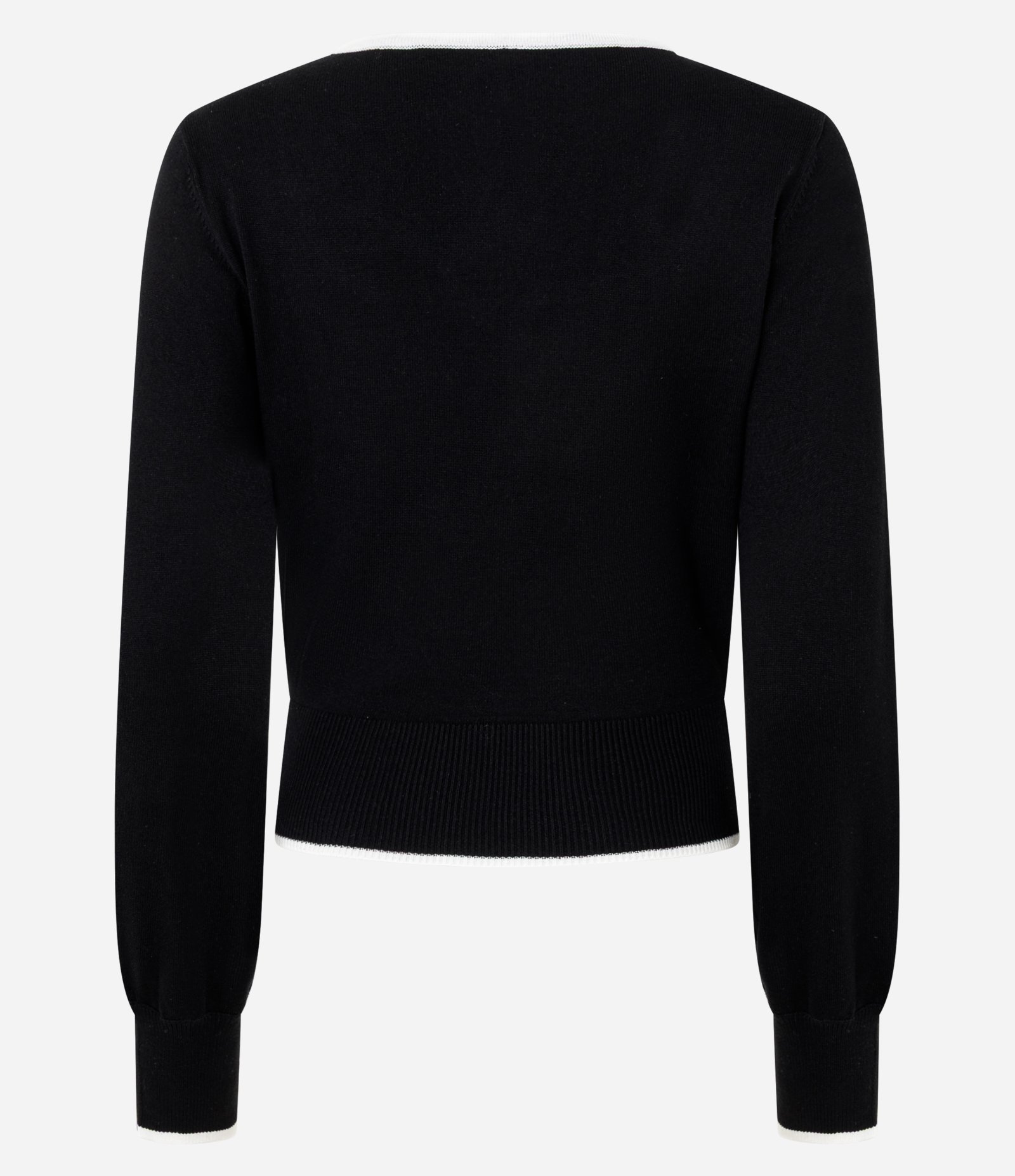 Blusa em Tricô Leve com Decote Quadrado e Contraste Preto 3