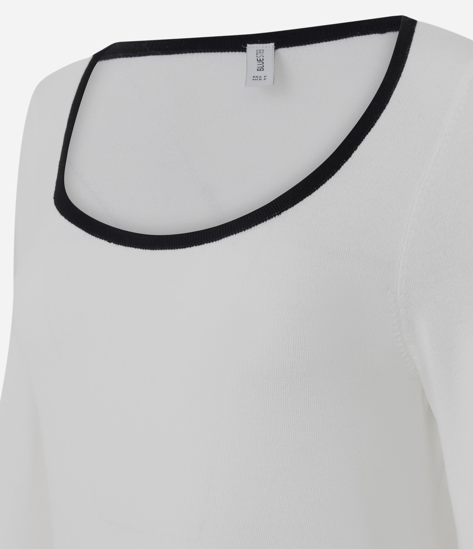 Blusa em Tricô Leve com Decote Quadrado e Contraste Branco 2