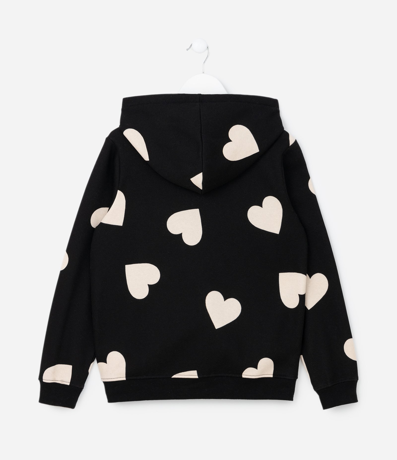 Jaqueta Infantil em Moletom com Estampa Corações - Tam 5 a 14 Anos Preto 2