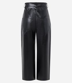 Calça Cenoura Cintura Alta em PU com Textura Croco