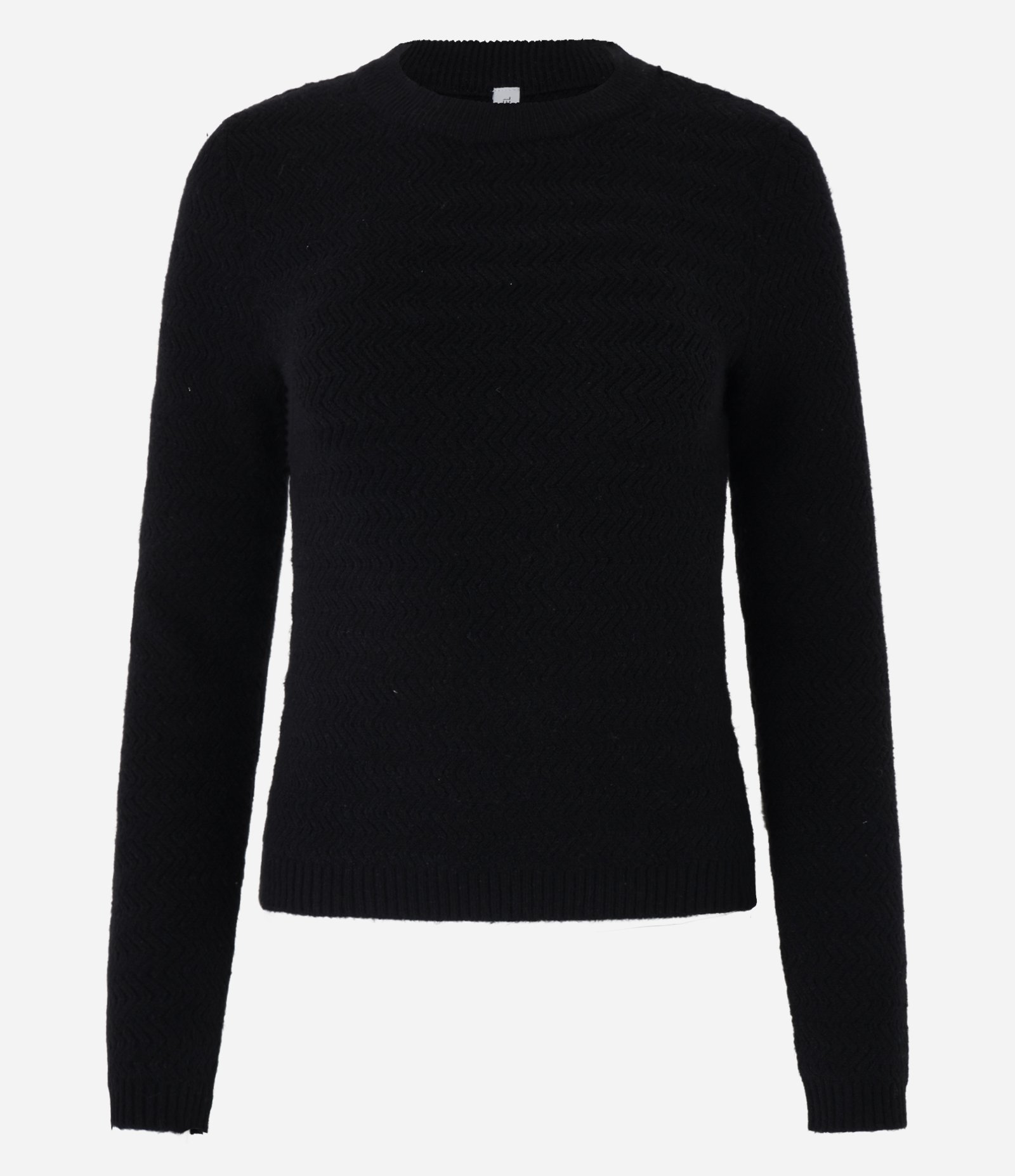 Blusa em Tricô Leve com Gola Redonda e Textura Preto 1