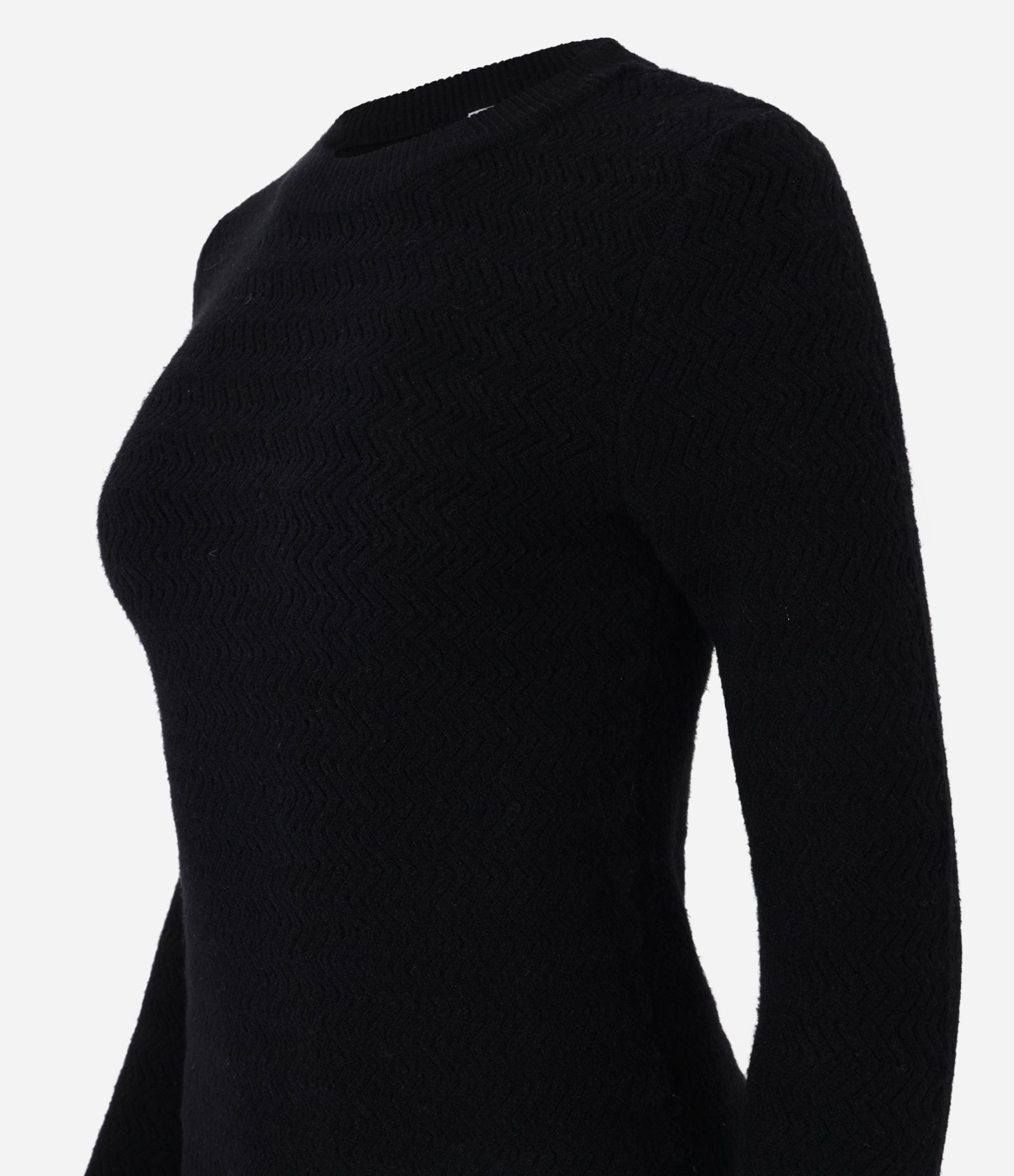 Blusa em Tricô Leve com Gola Redonda e Textura Preto 2
