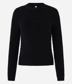 Blusa em Tricô Leve com Gola Redonda e Textura