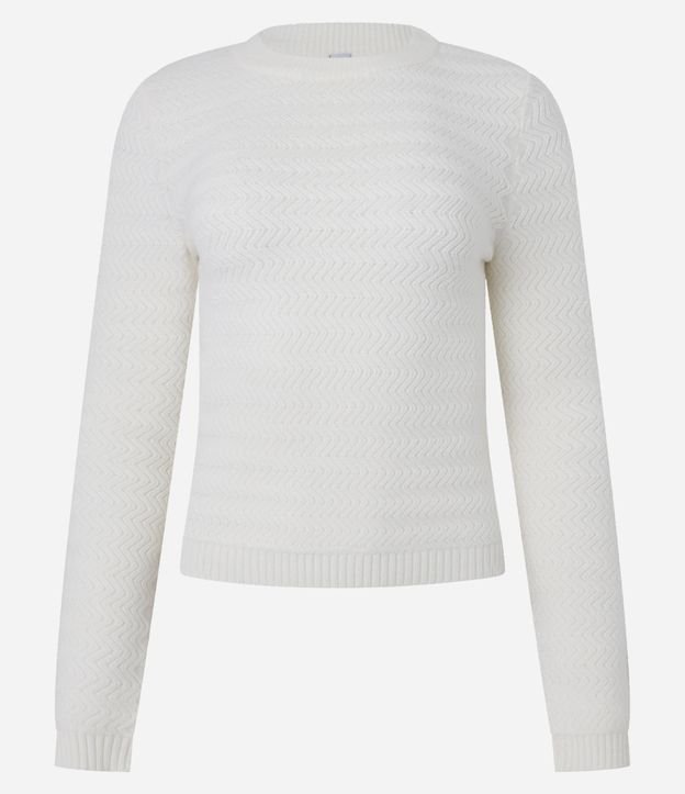 Blusa em Tricô Leve com Gola Redonda e Textura