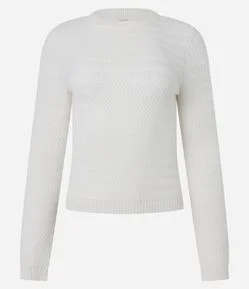 Blusa em Tricô Leve com Gola Redonda e Textura