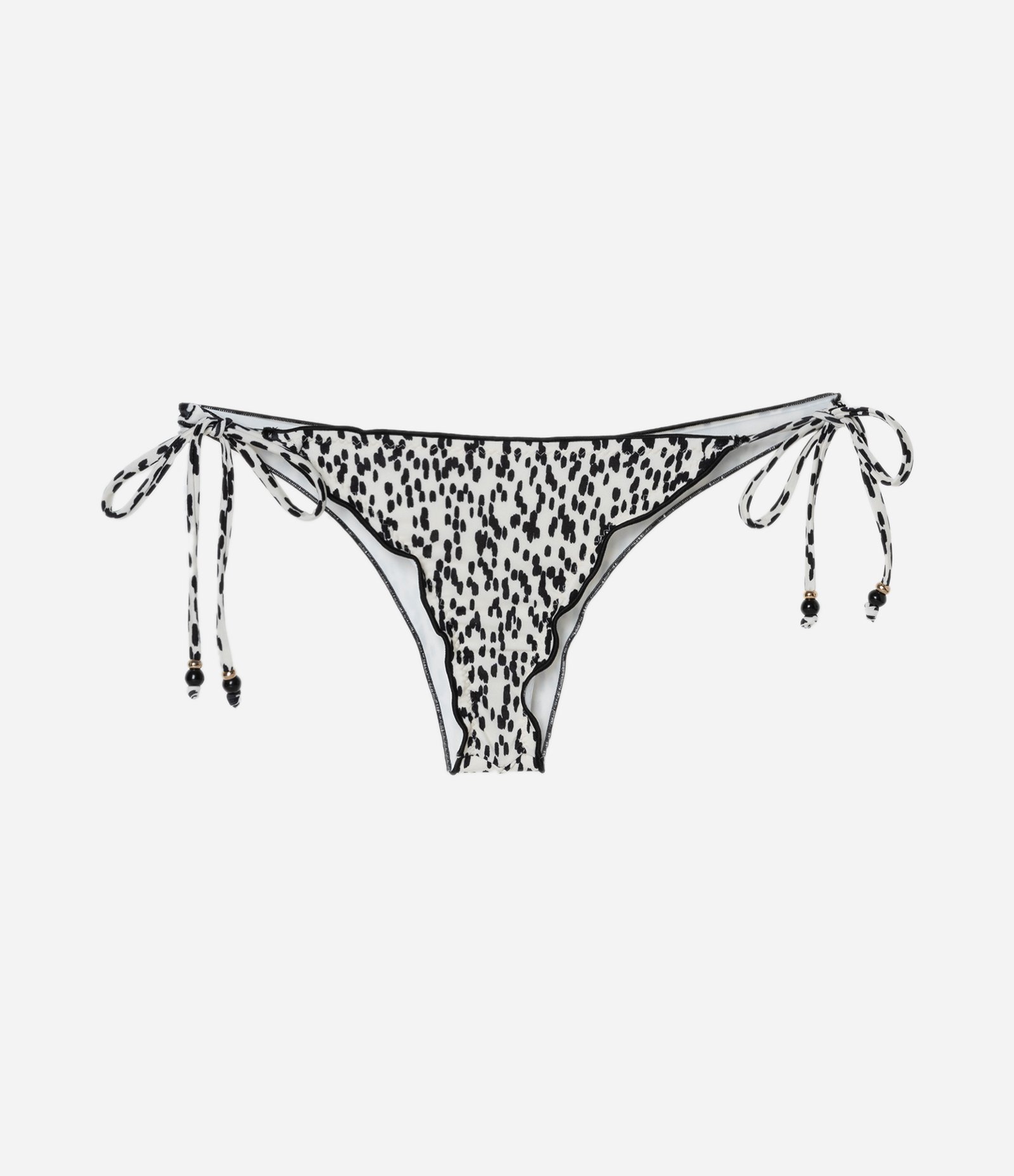 Biquíni Calcinha Lacinho com Amarração Lateral e Estampa Pintinhas Branco Branco/ Preto 5