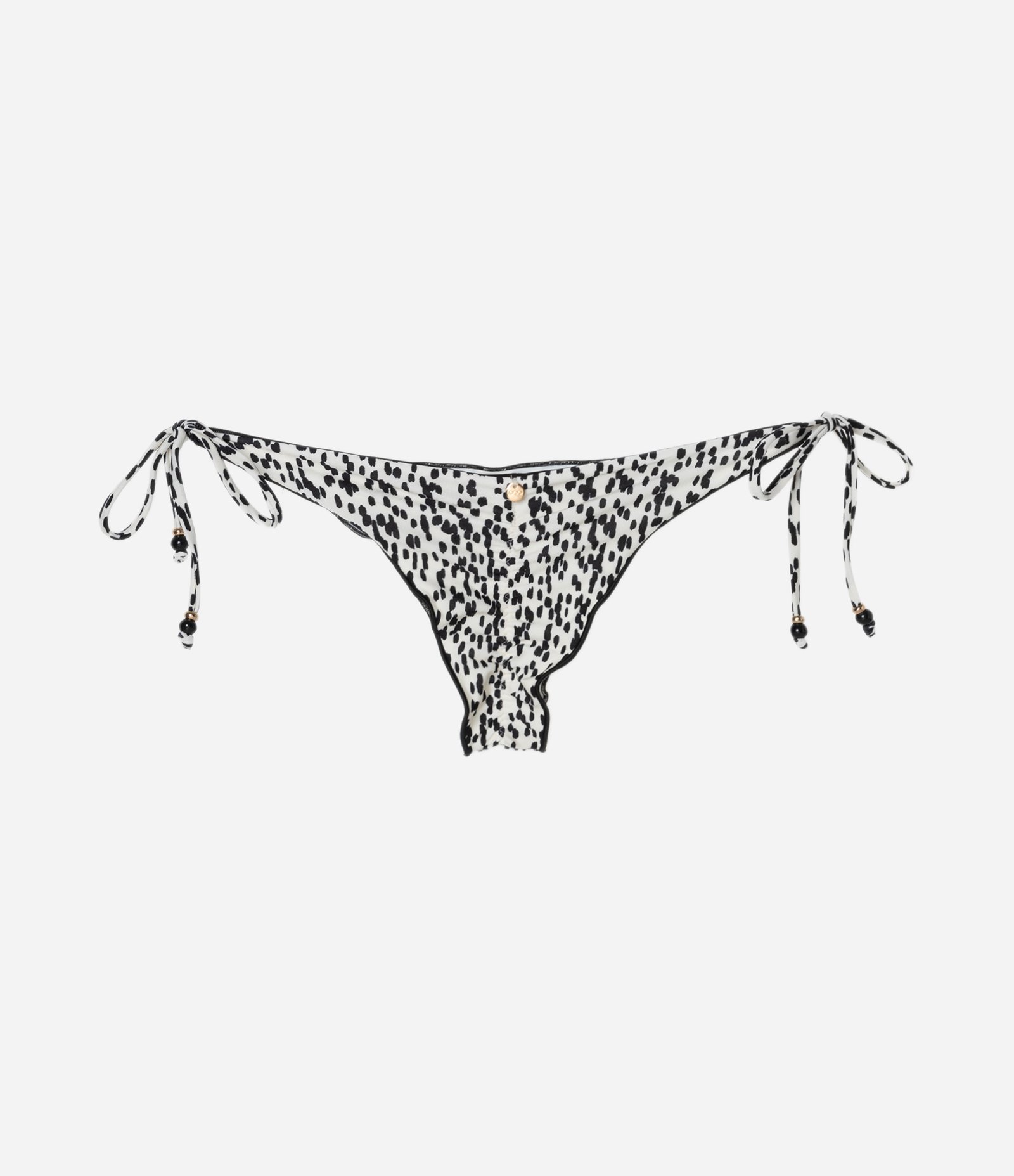 Biquíni Calcinha Lacinho com Amarração Lateral e Estampa Pintinhas Branco Branco/ Preto 6