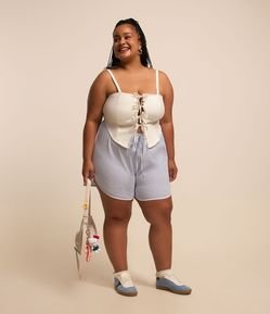 Short em Tricoline Listrado Curve & Plus Size