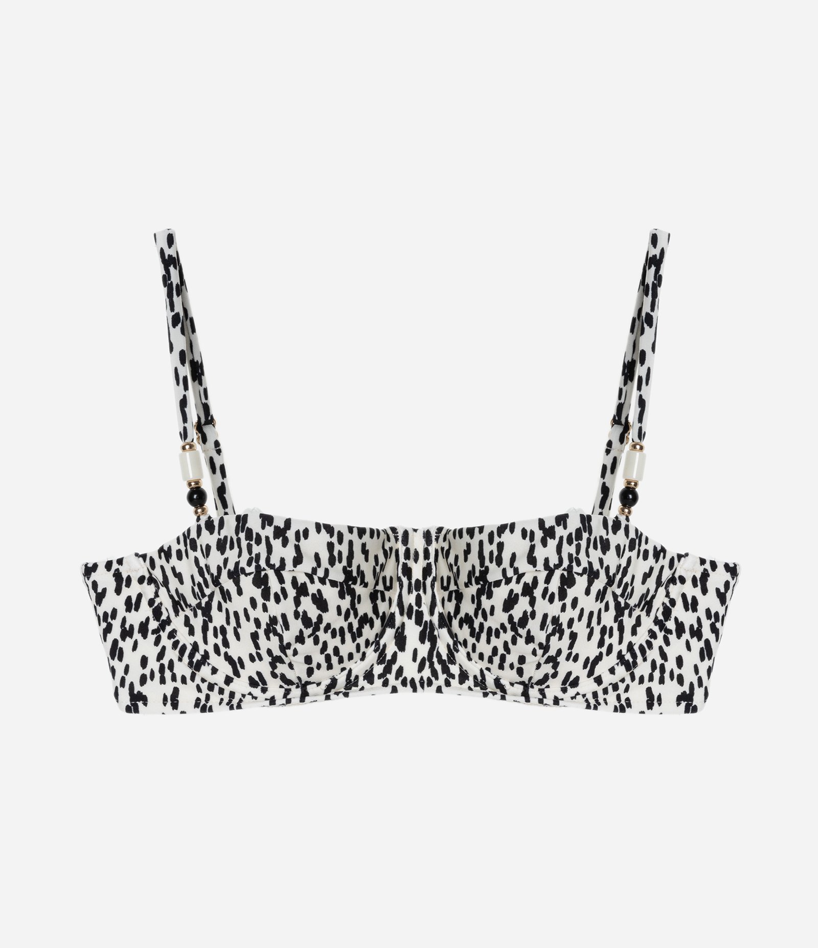 Biquíni Top Meia Taça Estampa de Pintinhas Branco/Preto 5