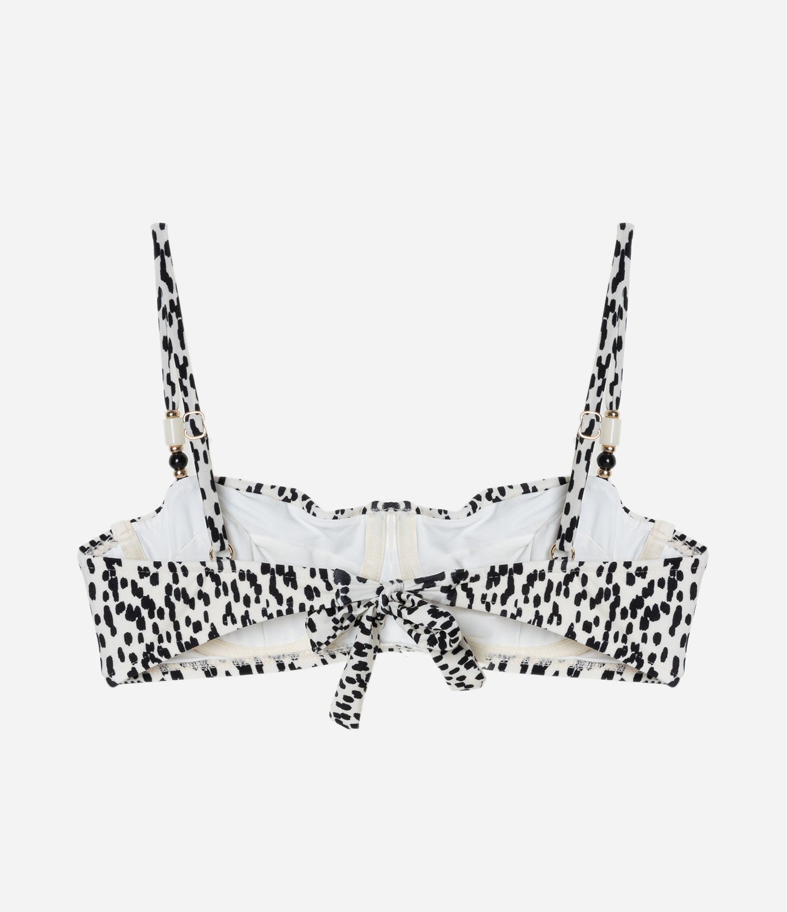 Biquíni Top Meia Taça Estampa de Pintinhas Branco/Preto 6