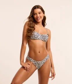 Biquíni Calcinha com Lateral Drapeada e Estampa de Pintinhas