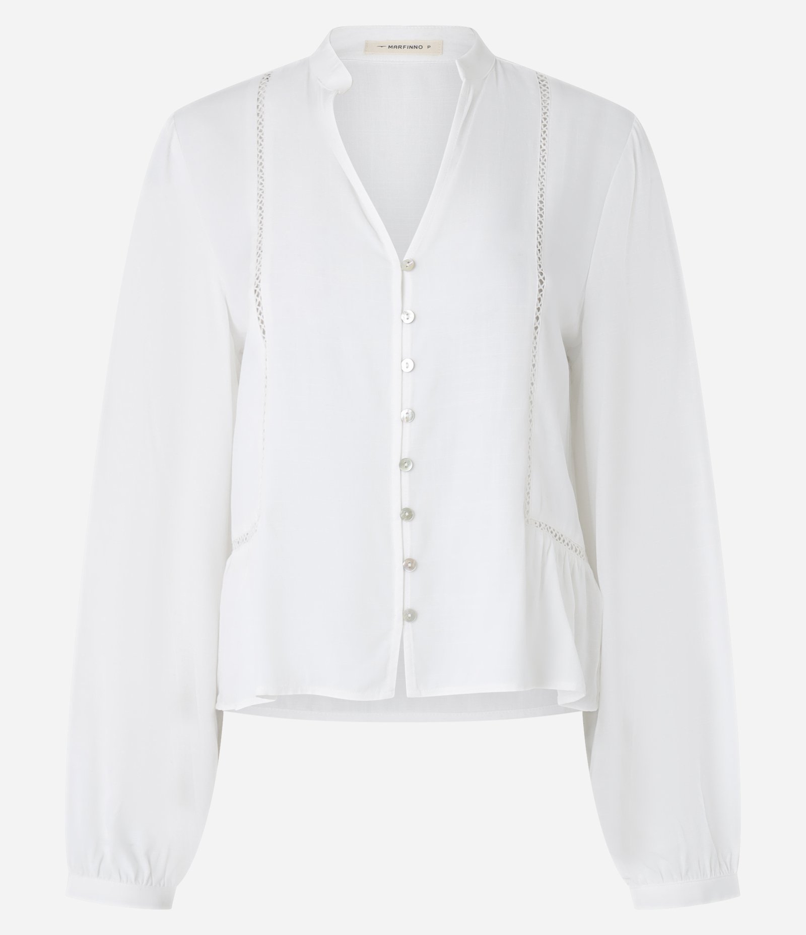 Camisa Bata em Viscose com Detalhes de Entremeios Branco 5
