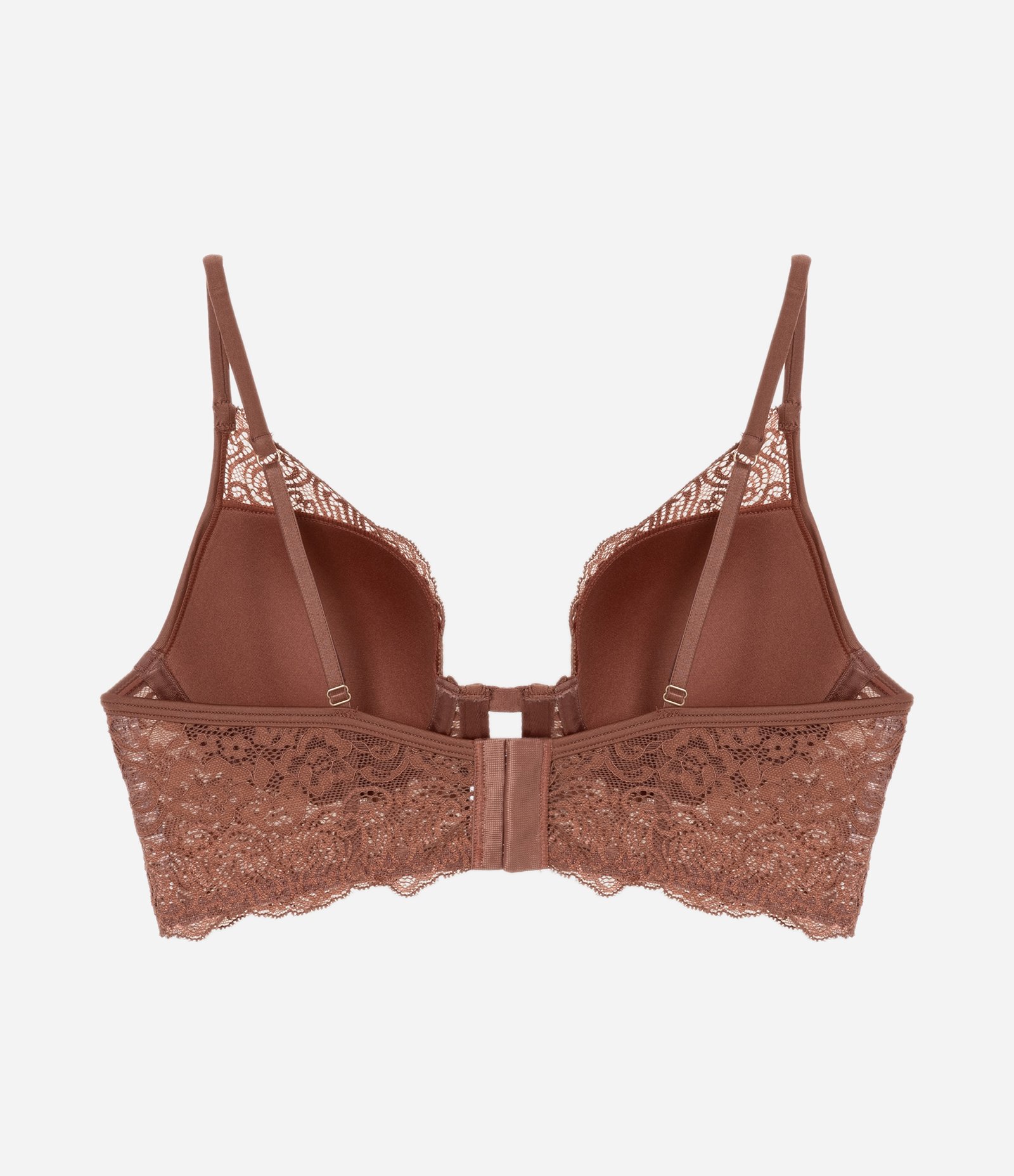 Sutiã Alongado com Bojo Oco em Microfibra e Detalhes de Renda Marrom 6