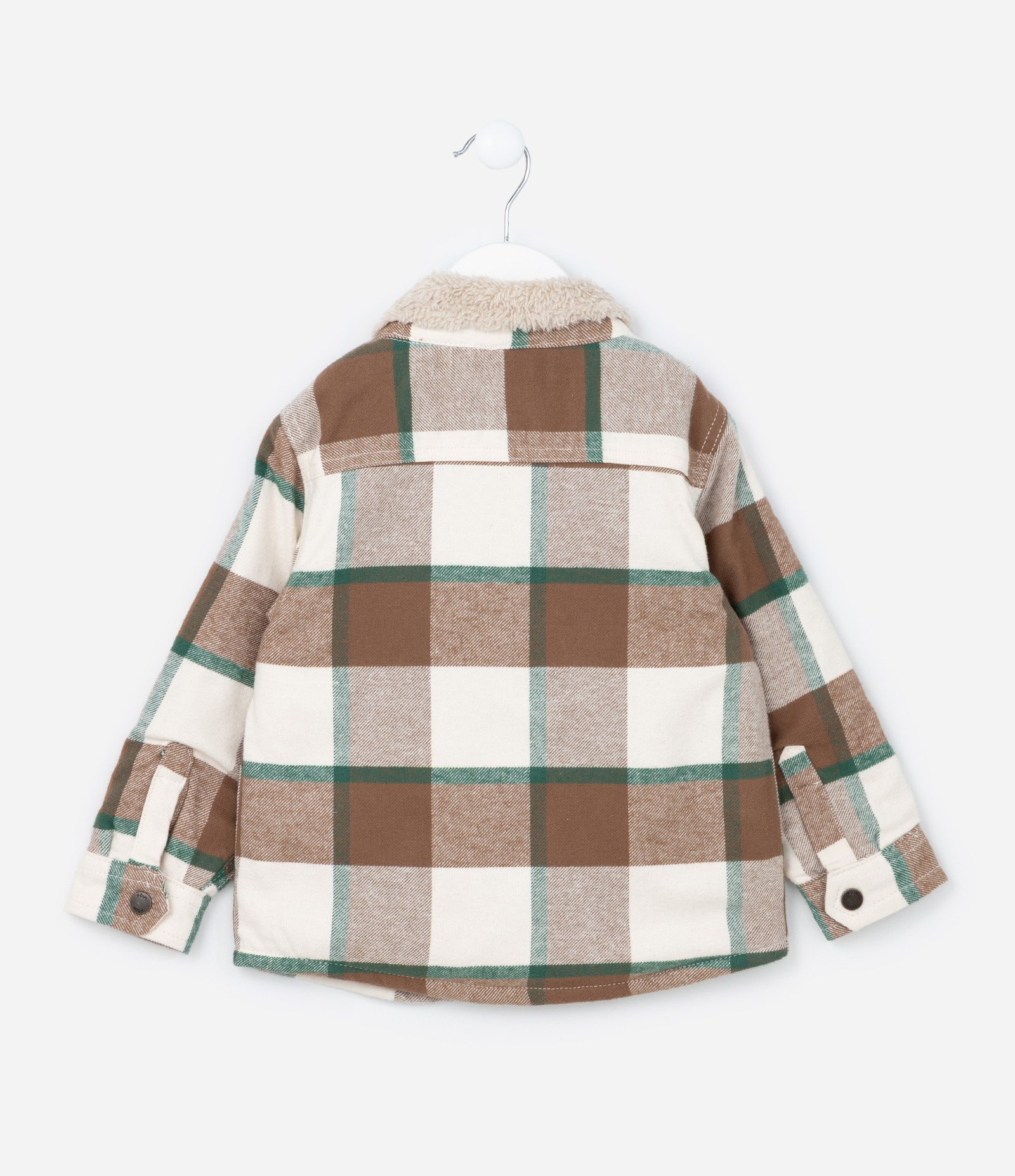 Camisa Infantil Xadrez com Forro em Sherpa - Tam 1 a 6 Anos Marrom/Bege 2