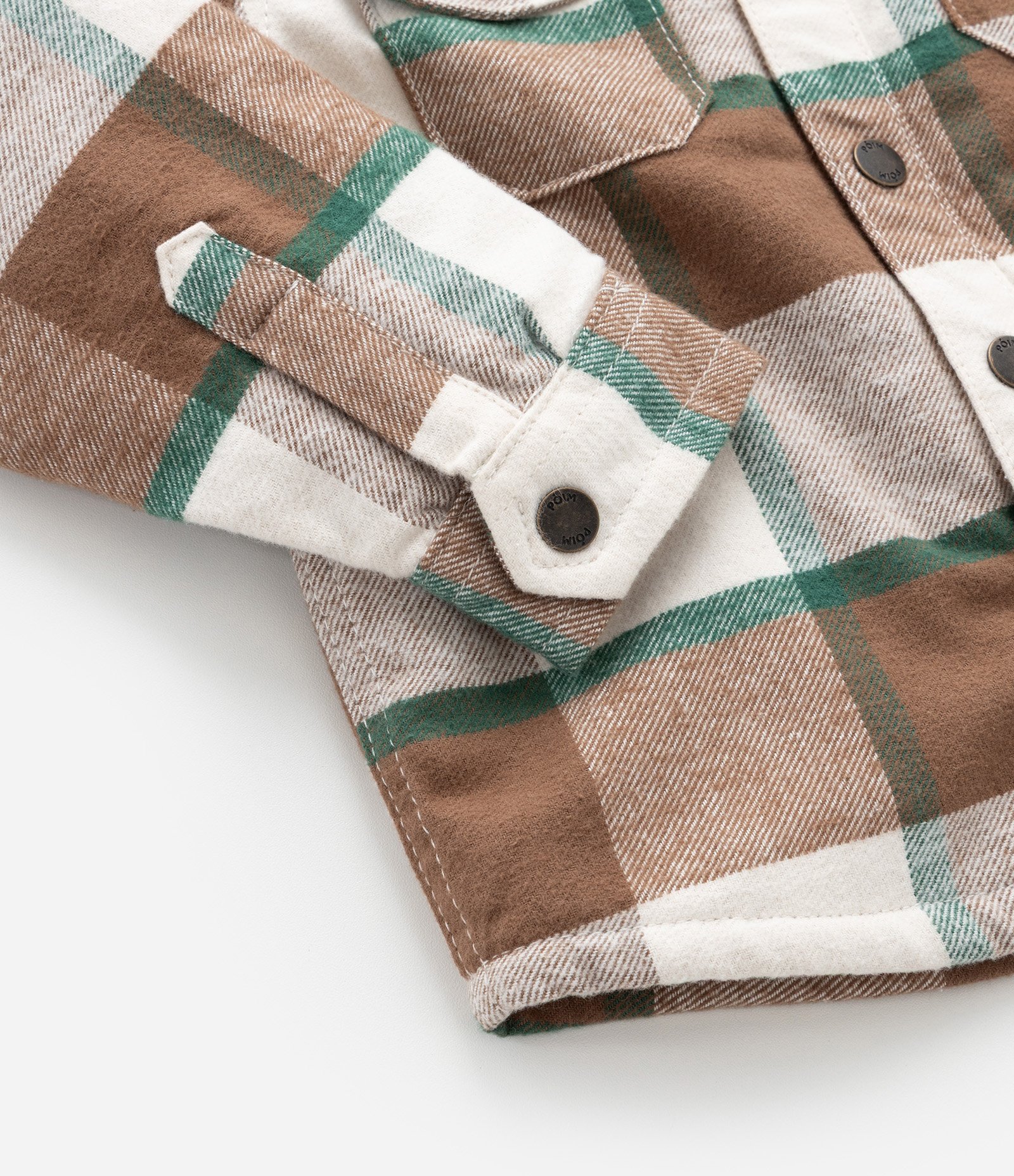 Camisa Infantil Xadrez com Forro em Sherpa - Tam 1 a 6 Anos Marrom/Bege 5