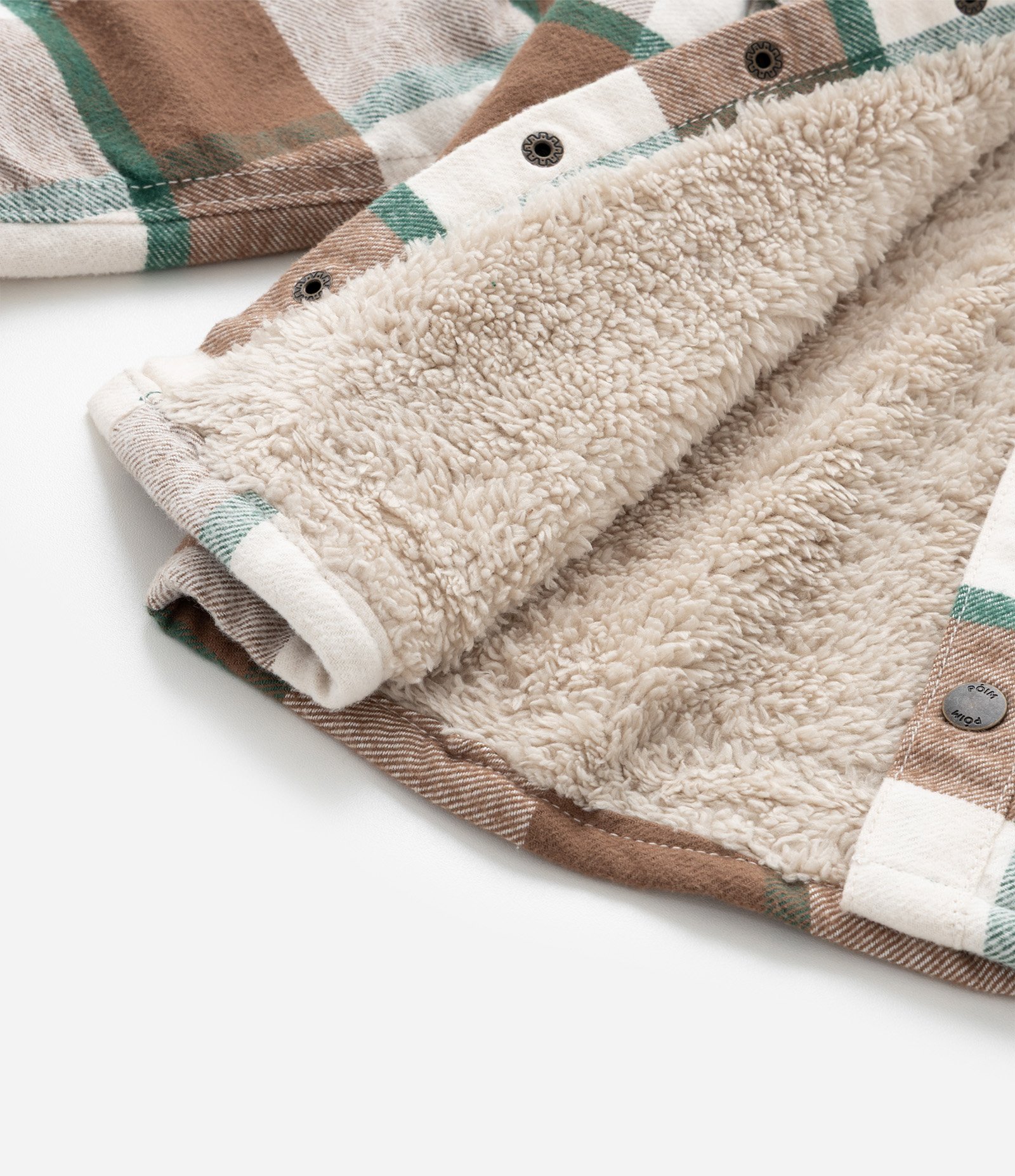 Camisa Infantil Xadrez com Forro em Sherpa - Tam 1 a 6 Anos Marrom/Bege 7