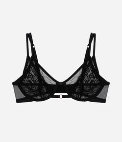 Sutiã Sem Bojo e Sem Aro em Microfibra com Detalhe em Renda Floral