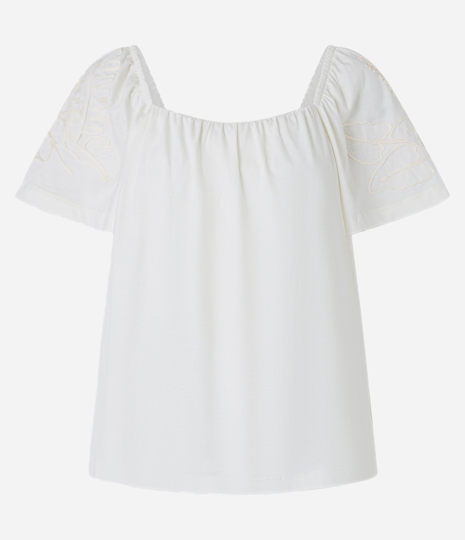 Blusa em Algodão com Bordado de Folhagens nas Mangas Branco 7