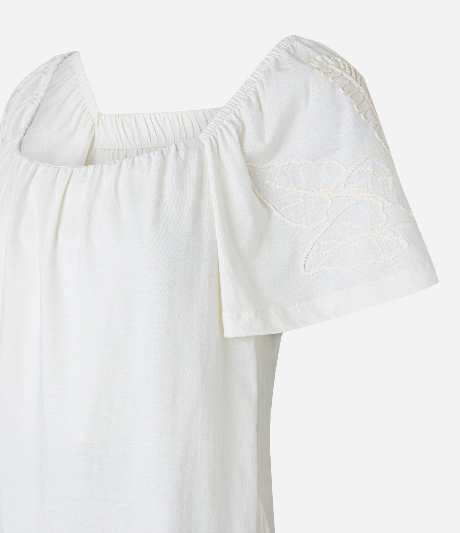 Blusa em Algodão com Bordado de Folhagens nas Mangas Branco 8