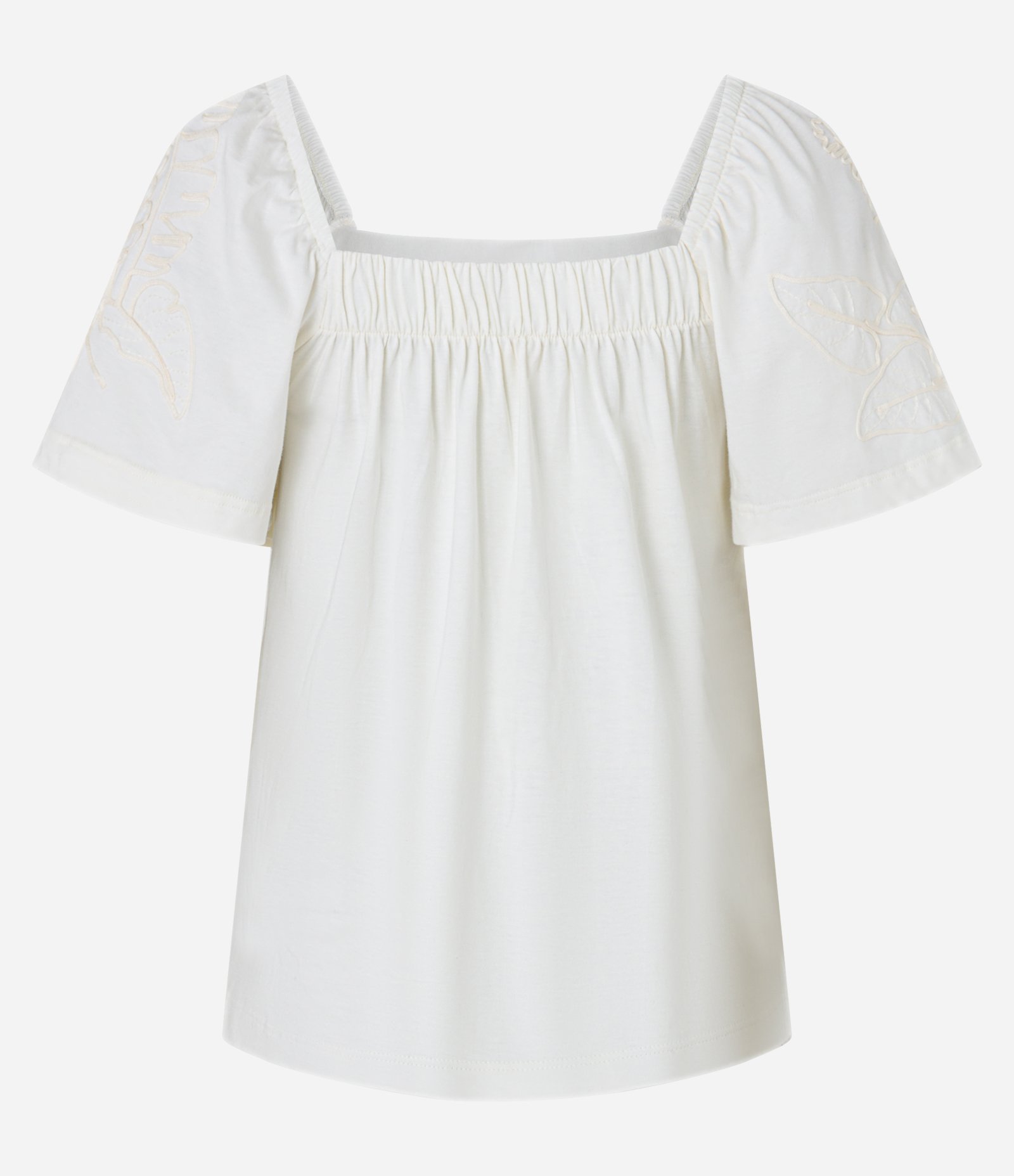 Blusa em Algodão com Bordado de Folhagens nas Mangas Branco 9
