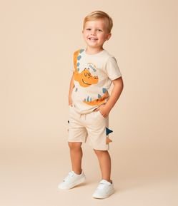 Camiseta Infantil com Estampa Interativa de Dino - Tam 1 a 6 Anos