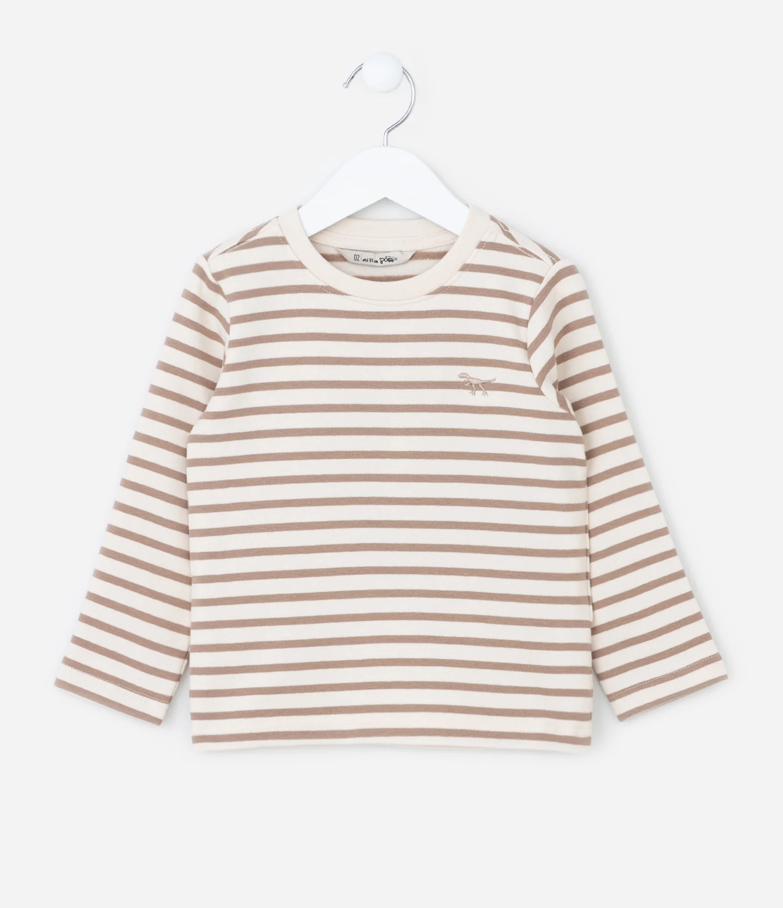 Camiseta Infantil com Estampa Listrada - Tam 1 a 5 Anos Bege 1