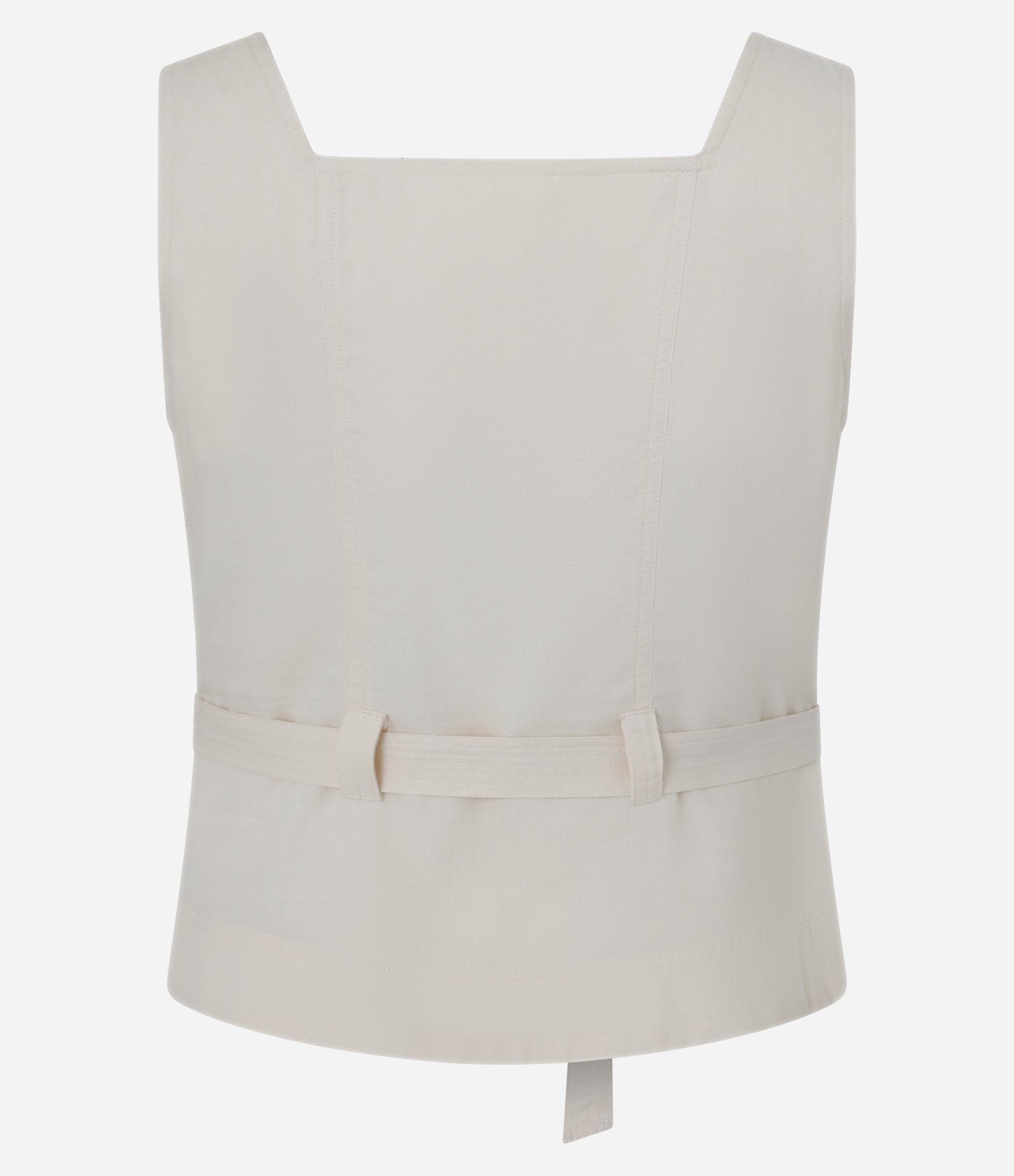 Blusa em Sarja com Abotoamento de Cinto de Tecido Bege 6