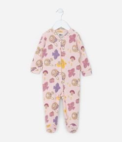 Macacão Infantil em Suedine com Estampa Coelhinha - Tam RN a 18 meses