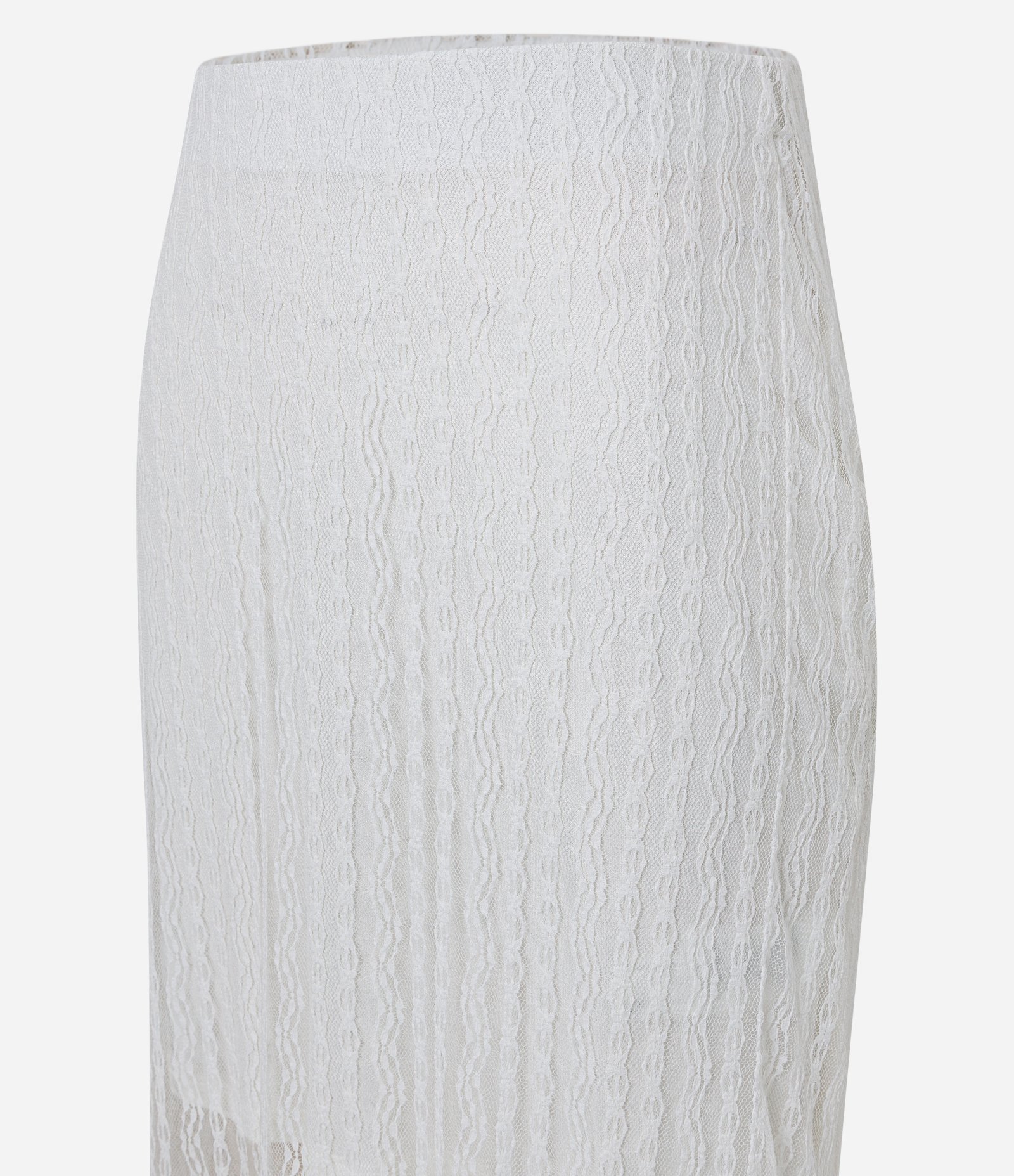 Saia Reta Midi em Laise com Renda na Sobreposição Transparente Branco 6
