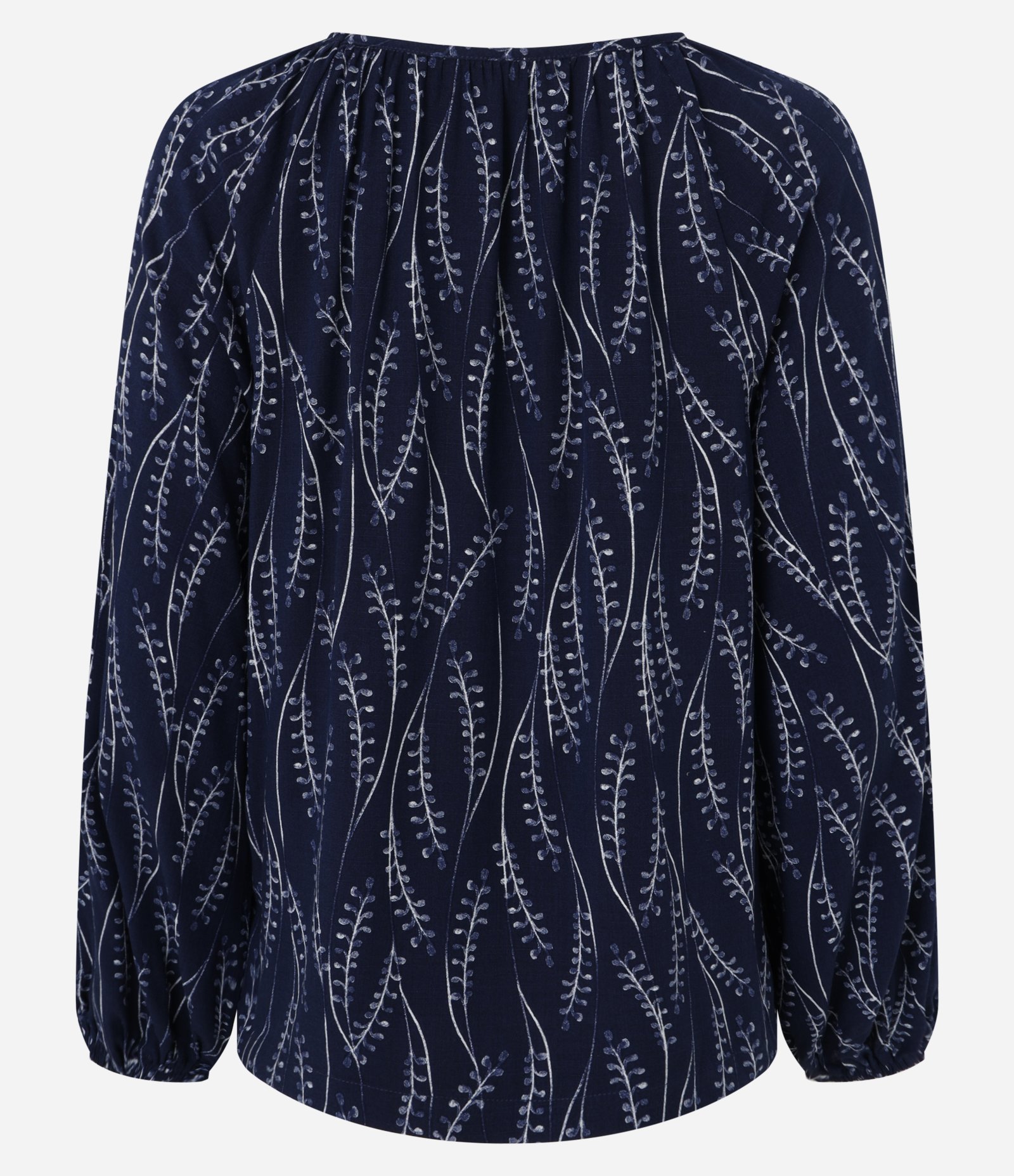 Blusa em Viscose com Decote Canoa e Estampa Ramos Azul 7