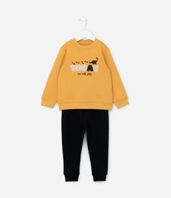 Conjunto Infantil com Bordado em Chenille de Dinos - Tam 1 a 6 Anos