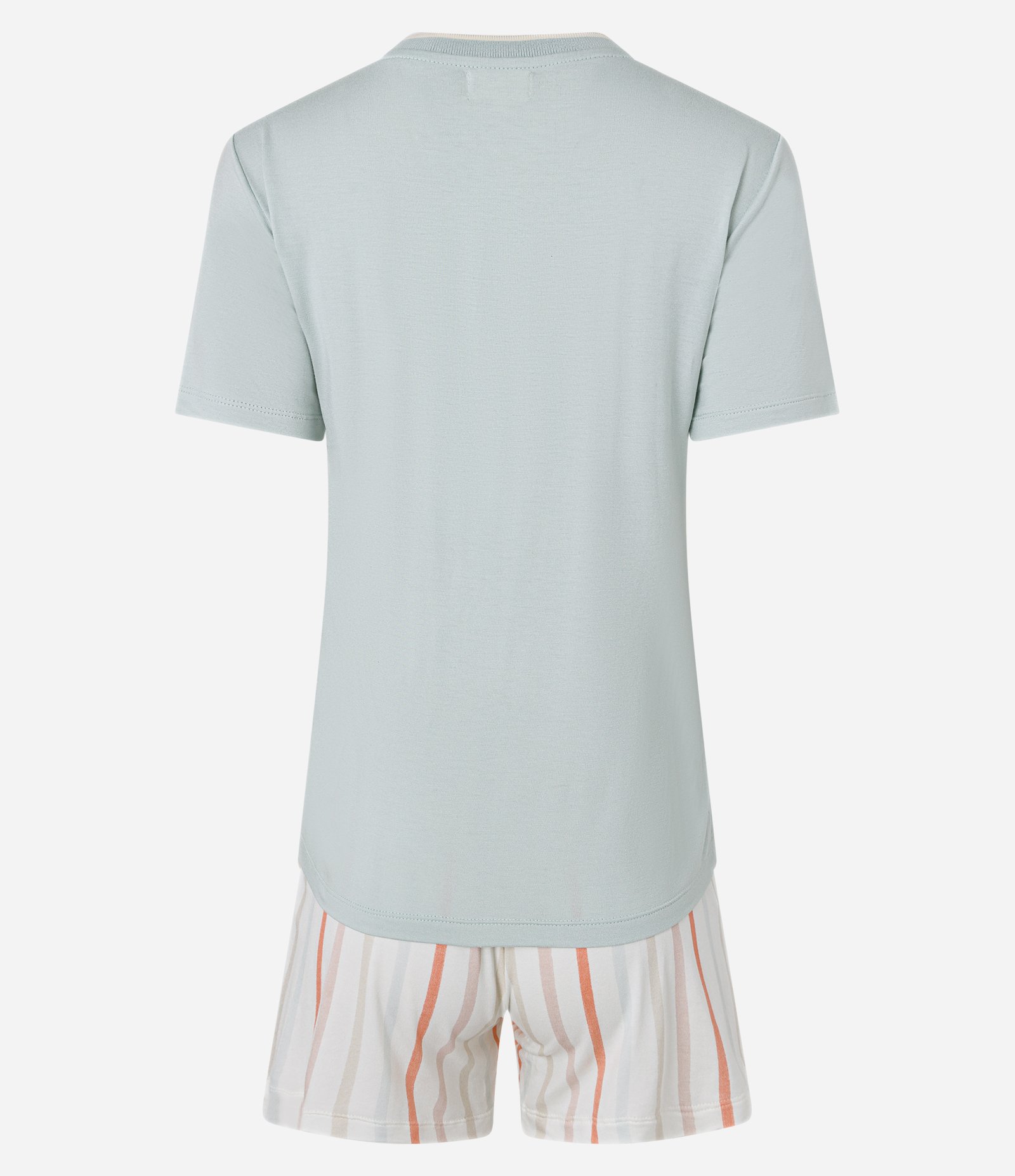 Pijama Short Doll em Viscose com Estampa Coqueiros e Listras Azul Claro 6