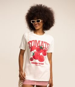 Camiseta Alongada em Algodão com Estampa Tomato