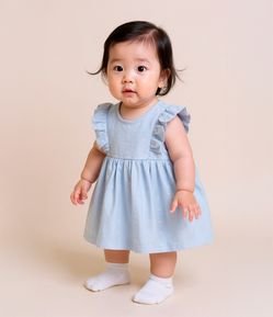 Vestido Body Infantil com Babados em Broderie - Tam 0 A 18 meses
