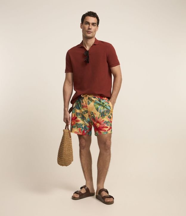 Camiseta Polo Comfort em Algodão com Textura Canelada